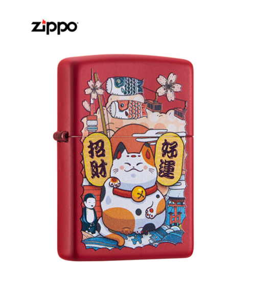 ZIPPO招财猫红打火机