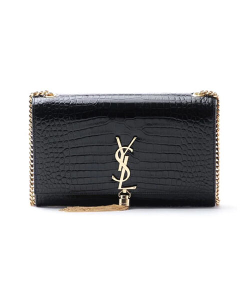 YSL KATE中号流苏鳄鱼纹单肩包